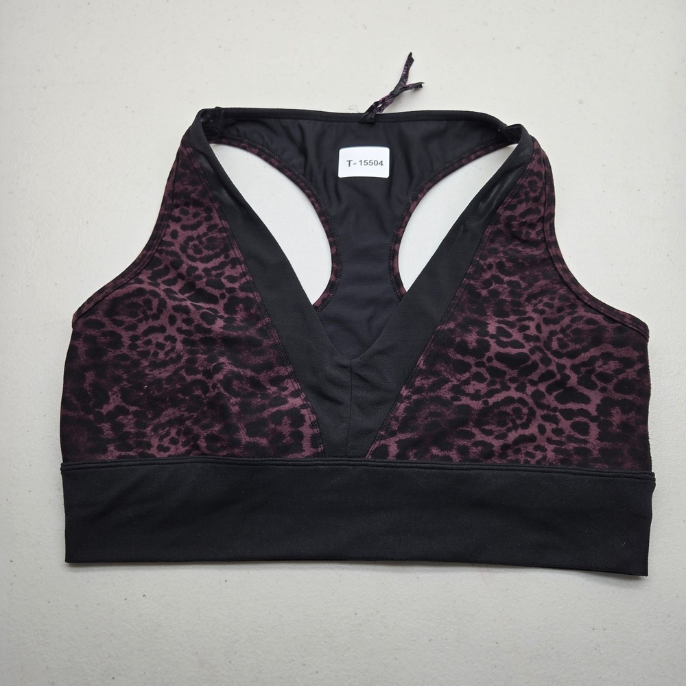 Betsey Johnson Performance Women Sports Bra 1X Purple Black Animal Print